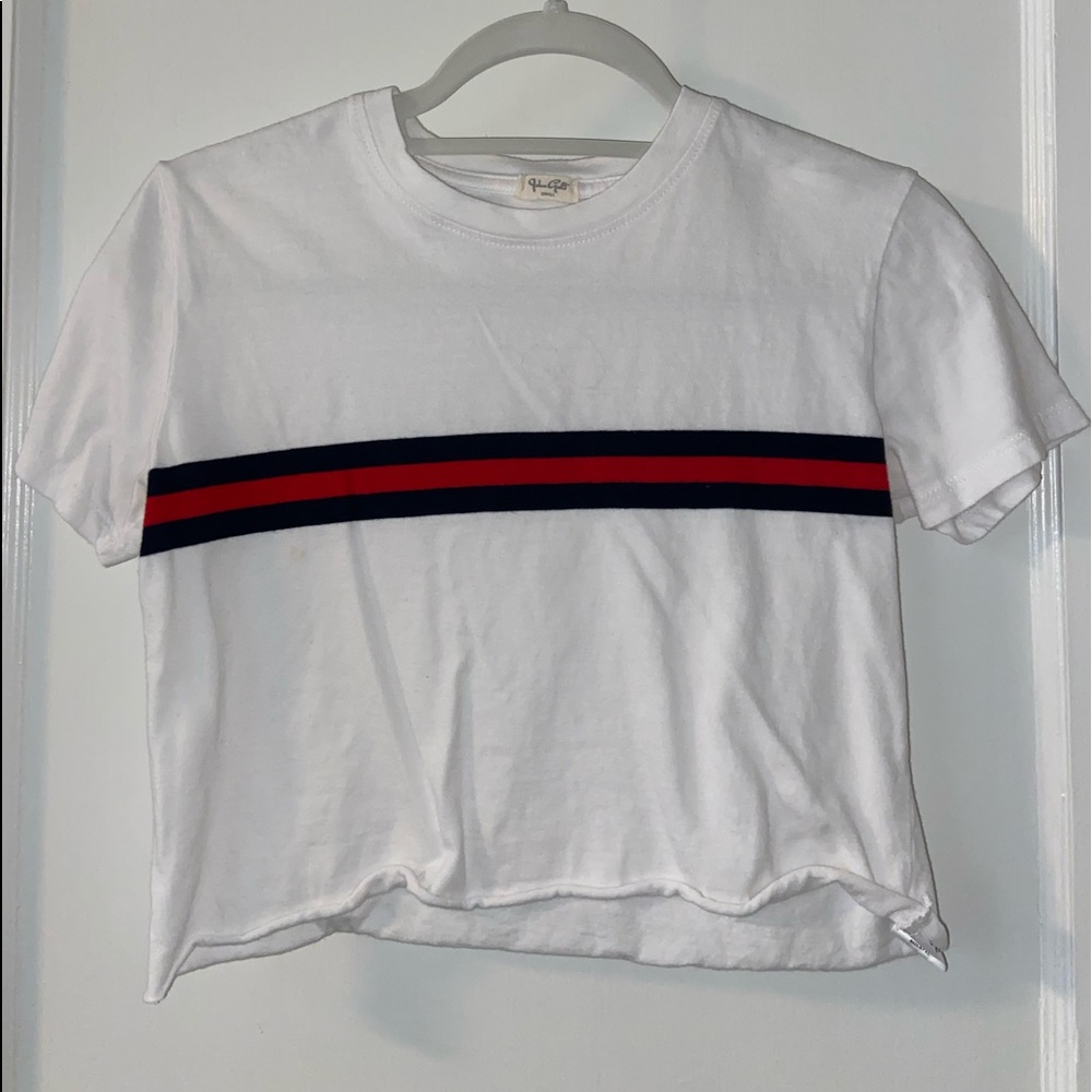 John Galt Navy & Red Stripe Crop Top